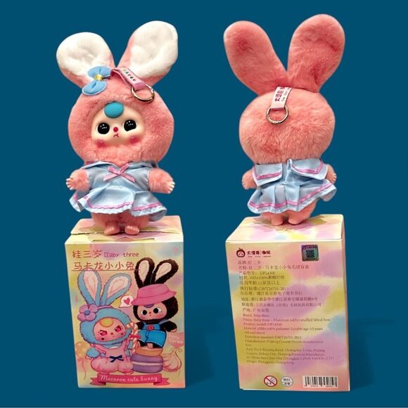 Baby Three Macaron Rabbit Stuffed Pendant - Picture 3 of 16